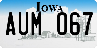 IA license plate AUM067
