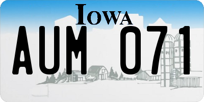 IA license plate AUM071