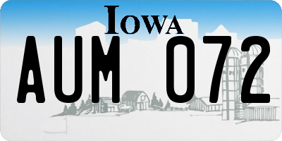 IA license plate AUM072