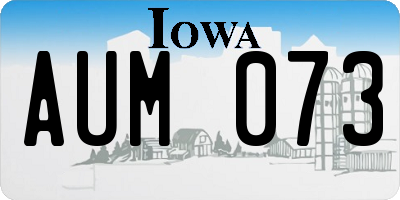 IA license plate AUM073