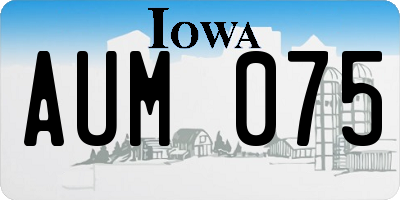 IA license plate AUM075