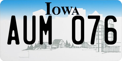 IA license plate AUM076