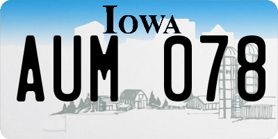 IA license plate AUM078