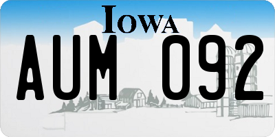 IA license plate AUM092