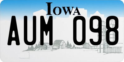 IA license plate AUM098