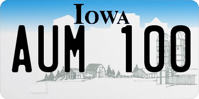 IA license plate AUM100