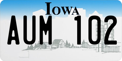 IA license plate AUM102