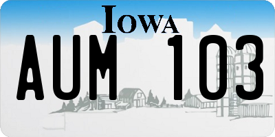 IA license plate AUM103