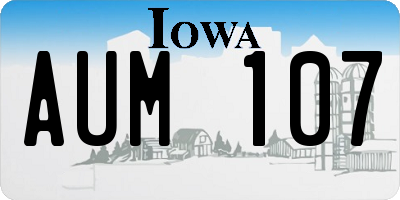 IA license plate AUM107