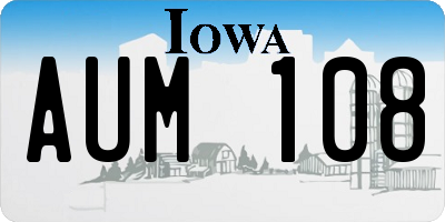 IA license plate AUM108