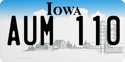 IA license plate AUM110