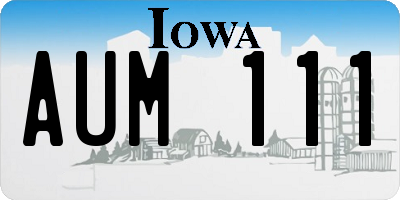 IA license plate AUM111