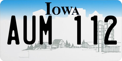 IA license plate AUM112