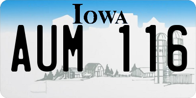 IA license plate AUM116