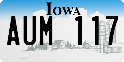 IA license plate AUM117