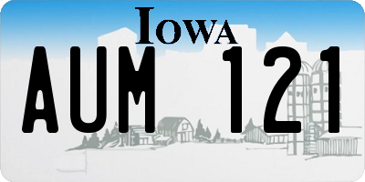 IA license plate AUM121