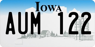 IA license plate AUM122