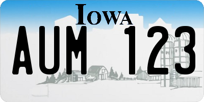 IA license plate AUM123