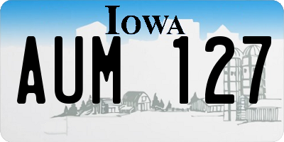 IA license plate AUM127