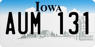 IA license plate AUM131