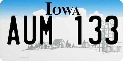 IA license plate AUM133
