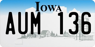 IA license plate AUM136