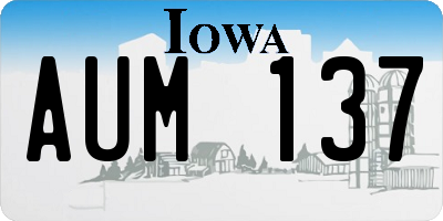 IA license plate AUM137