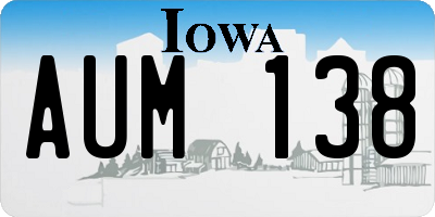 IA license plate AUM138