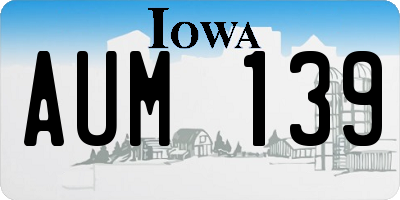 IA license plate AUM139