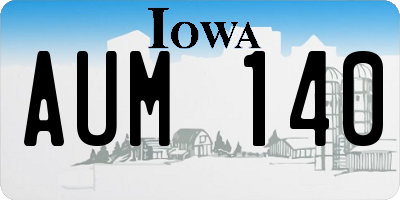 IA license plate AUM140