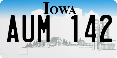 IA license plate AUM142