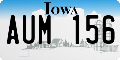 IA license plate AUM156