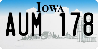 IA license plate AUM178