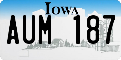 IA license plate AUM187