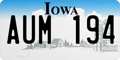 IA license plate AUM194