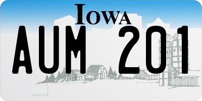 IA license plate AUM201