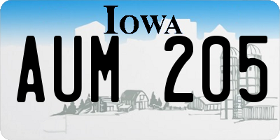 IA license plate AUM205
