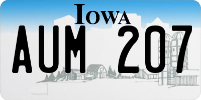 IA license plate AUM207
