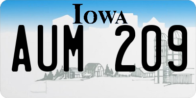 IA license plate AUM209