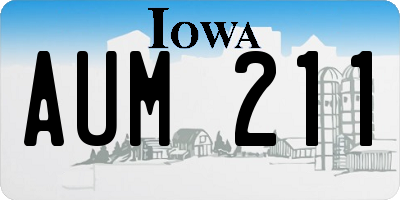 IA license plate AUM211