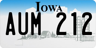IA license plate AUM212