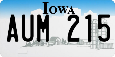 IA license plate AUM215