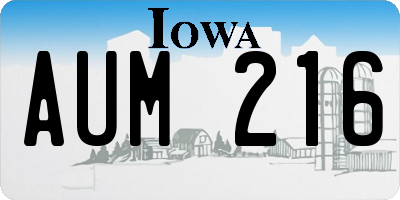 IA license plate AUM216