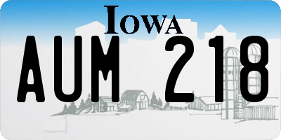 IA license plate AUM218