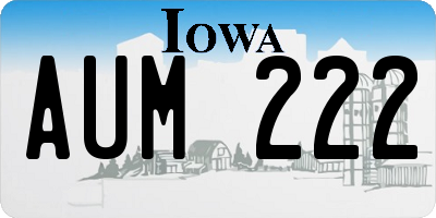 IA license plate AUM222