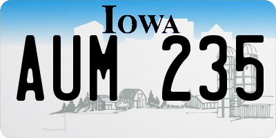 IA license plate AUM235