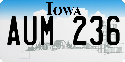 IA license plate AUM236