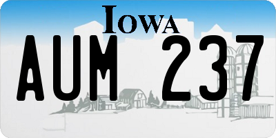 IA license plate AUM237