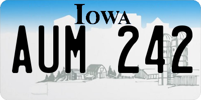 IA license plate AUM242