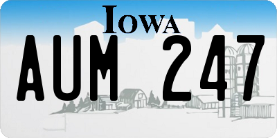 IA license plate AUM247
